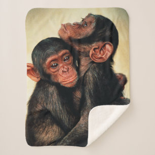 Cutest Baby Animals   Chimpanzee Hug Sherpa Blanket