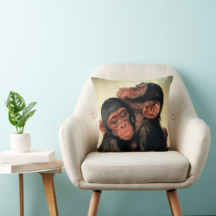 Cutest Baby Animals Chimpanzee Hug Throw Pillow