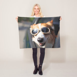 Cutest Baby Animals   Corgi Goggles in the Car Fleece Blanket