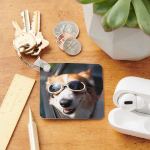 Cutest Baby Animals Corgi Goggles in the Car Keychain