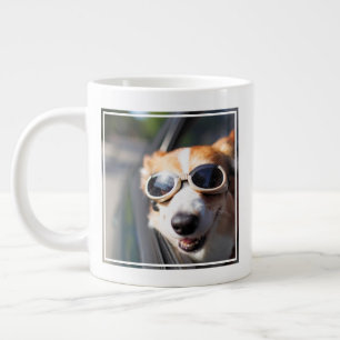 Cutest Baby Animals   Corgi Goggles in the Car Large Coffee Mug