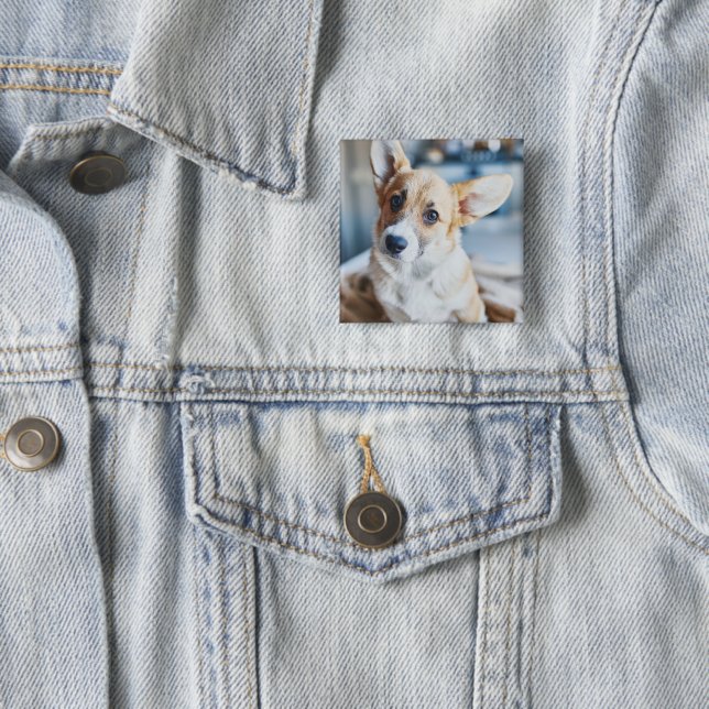 Cutest Baby Animals | Corgi Head Tilt 2 Inch Square Button (In Situ)