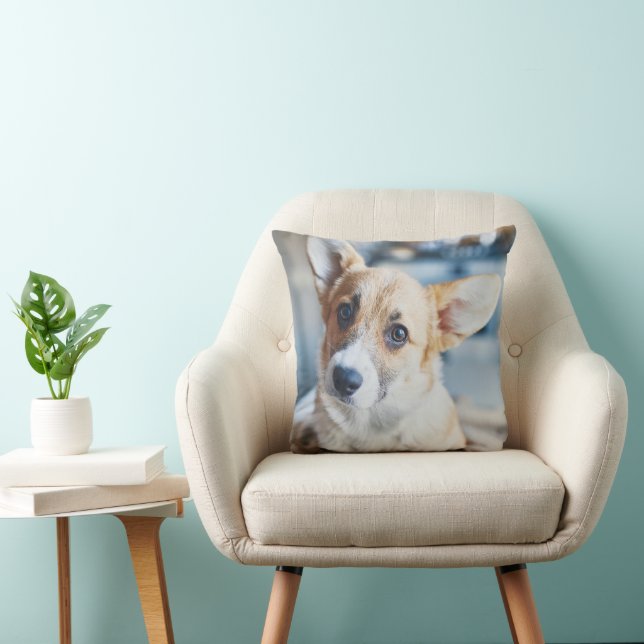 Cutest Baby Animals | Corgi Head Tilt Throw Pillow (Chair)