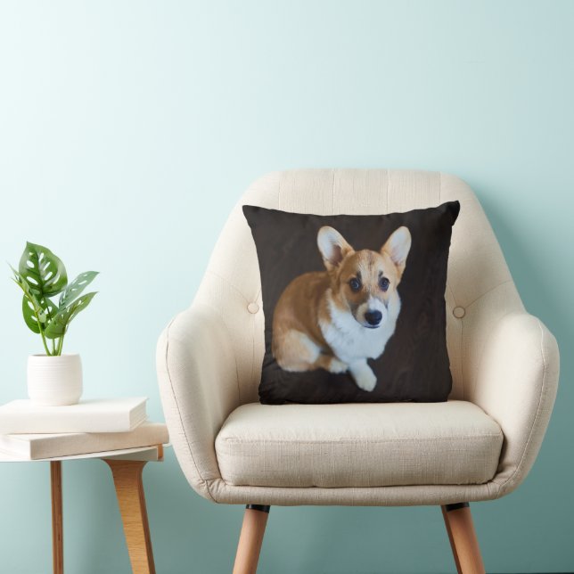 Cutest Baby Animals | Corgi Looking Up Throw Pillow (Chair)