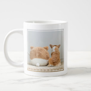 Cutest Baby Animals Corgi & Plush Puppy Large Coffee Mug