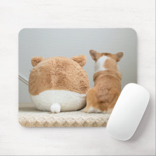 Cutest Baby Animals   Corgi & Plush Puppy Mouse Pad
