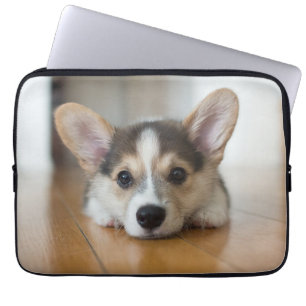 Cutest Baby Animals Corgi Puppy Looking Laptop Sleeve