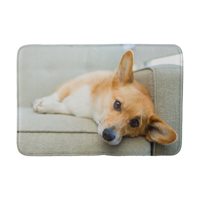 Cutest Baby Animals | Corgi Puppy on Couch Bath Mat (Front)