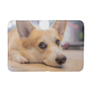 Cutest Baby Animals Corgi Puppy on Floor Bath Mat