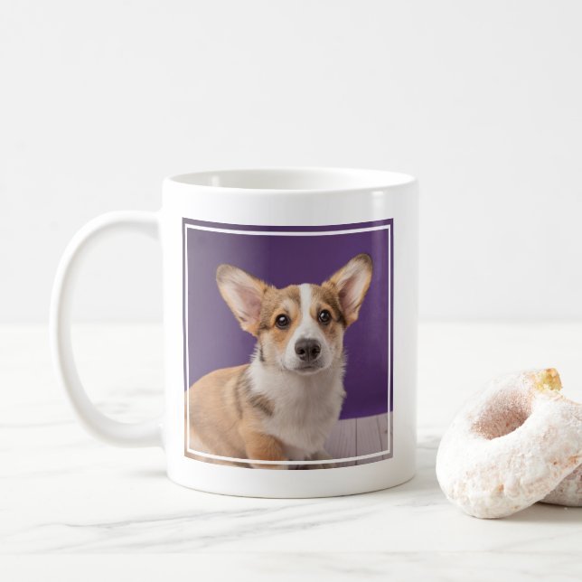Cutest Baby Animals | Corgi Puppy on Purple Coffee Mug (With Donut)