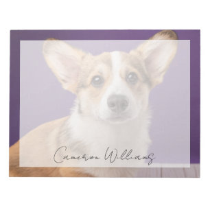 Cutest Baby Animals   Corgi Puppy on Purple Notepad