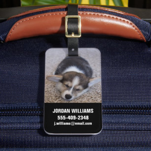 Cutest Baby Animals Corgi Puppy on Shag Rug Luggage Tag