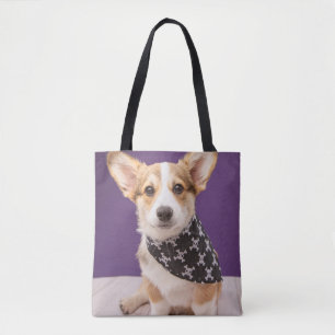 Cutest Baby Animals Corgi Puppy Skull Bandana Tote Bag