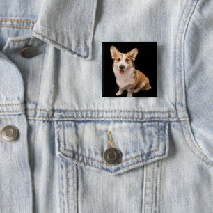 Cutest Baby Animals Corgi Puppy Smile 2 Inch Square Button