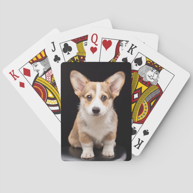 Cutest Baby Animals | Corgi Puppy Standing Tall Playing Cards (Back)