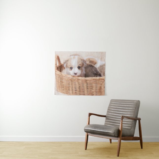 Cutest Baby Animals | Corgi Tiny Puppy Tapestry (In Situ (Horizontal))