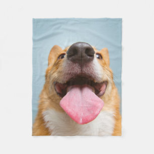 Cutest Baby Animals   Corgi Tongue Fleece Blanket