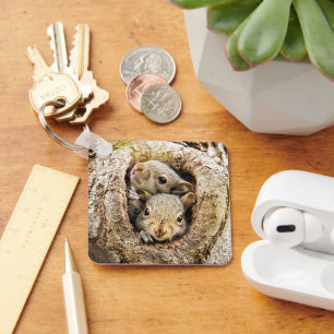 Cutest Baby Animals   Curious Baby Squirrels Keychain