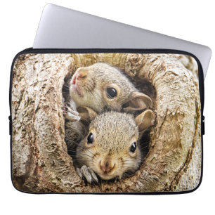 Cutest Baby Animals Curious Baby Squirrels Laptop Sleeve