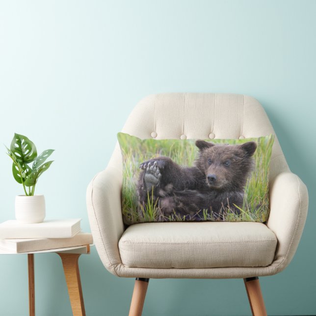 Cutest Baby Animals | Cute Brown Bear Cub Playing Lumbar Pillow (Chair)