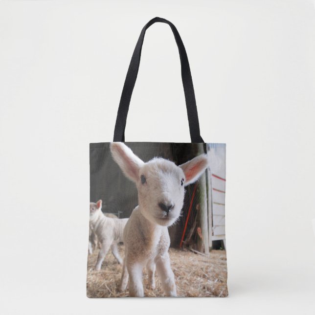 Cutest Baby Animals | Cute Lamb in a Farm Tote Bag (Front)