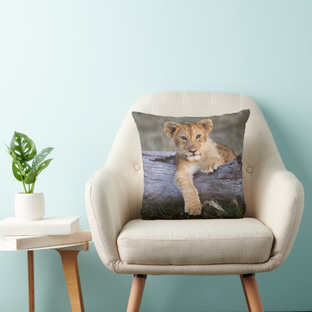 Cutest Baby Animals | Cute Lion Cub Throw Pillow (Chair)