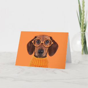 Cutest Baby Animals   Dachshund Orange Sweater Card