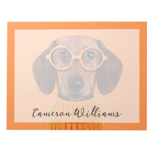 Cutest Baby Animals Dachshund Orange Sweater Notepad