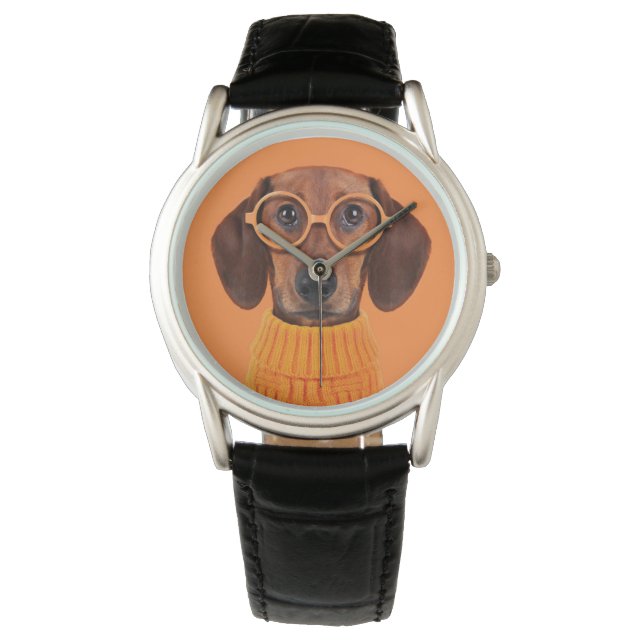 Cutest Baby Animals | Dachshund Orange Sweater Watch (Front)