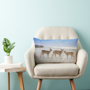 Cutest Baby Animals Deer at the Beach Lumbar Pillow