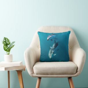 Cutest Baby Animals   Dolphin Family Throw Pillow