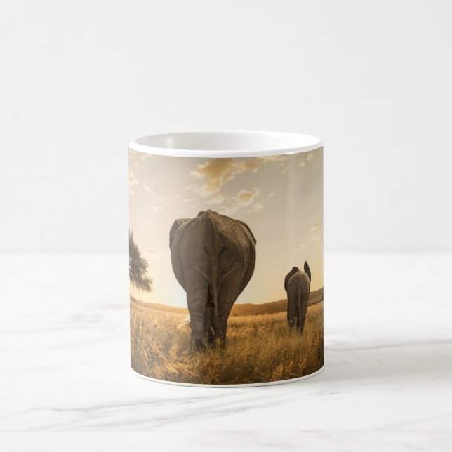 Cutest Baby Animals | Elephant Calf & Mother Coffee Mug (Center)