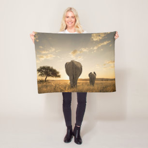 Cutest Baby Animals Elephant Calf & Mother Fleece Blanket
