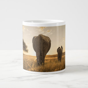 Cutest Baby Animals Elephant Calf & Mother Large Coffee Mug