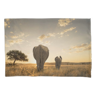 Cutest Baby Animals Elephant Calf & Mother Pillowcase