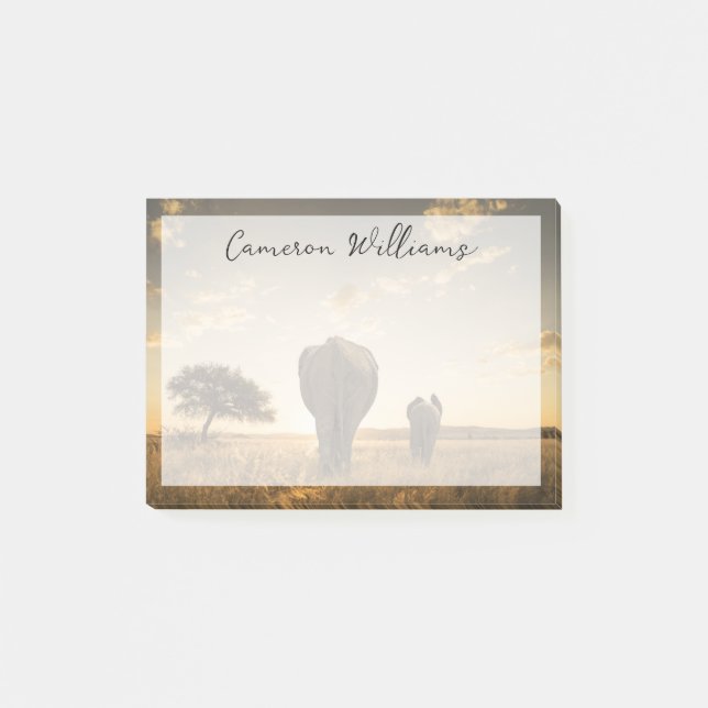 Cutest Baby Animals | Elephant Calf & Mother Post-it Notes (Front)