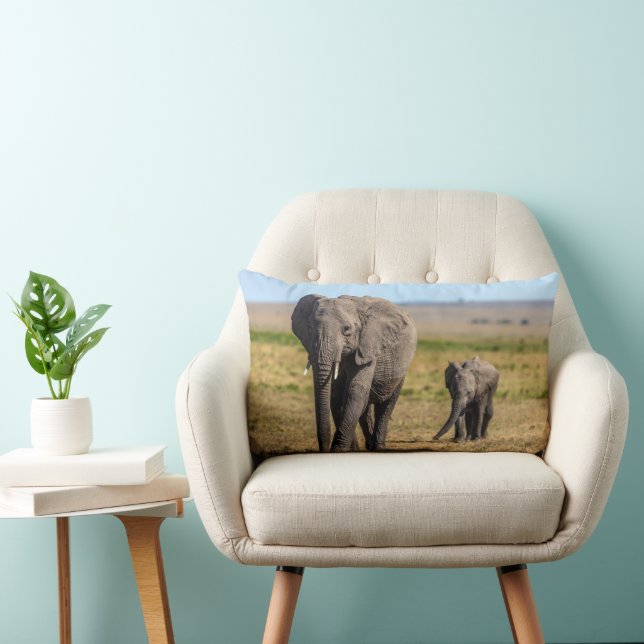 Cutest Baby Animals | Elephant Mother & Baby Lumbar Pillow (Chair)