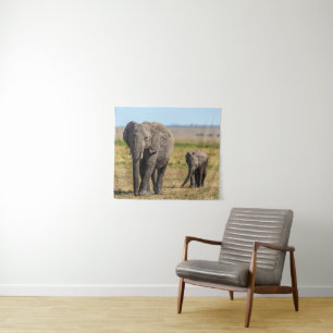 Cutest Baby Animals Elephant Mother & Baby Tapestry