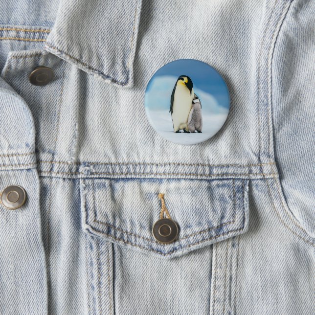 Cutest Baby Animals | Emperor Penguin Chick 2 Inch Round Button (In Situ)