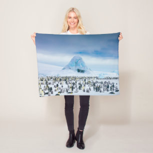 Cutest Baby Animals Emperor Penguin Colony Fleece Blanket