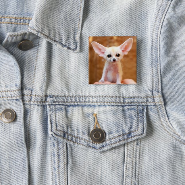 Cutest Baby Animals | Fennec Fox 2 Inch Square Button (In Situ)