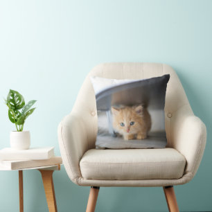 Cutest Baby Animals   Fluffy Orange Kitten Throw Pillow