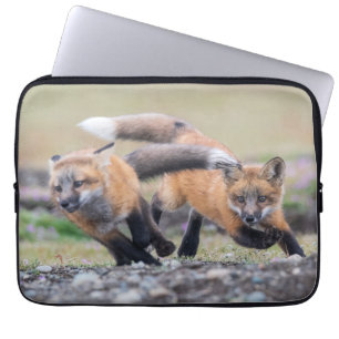 Cutest Baby Animals Fox Pups at Play Laptop Sleeve