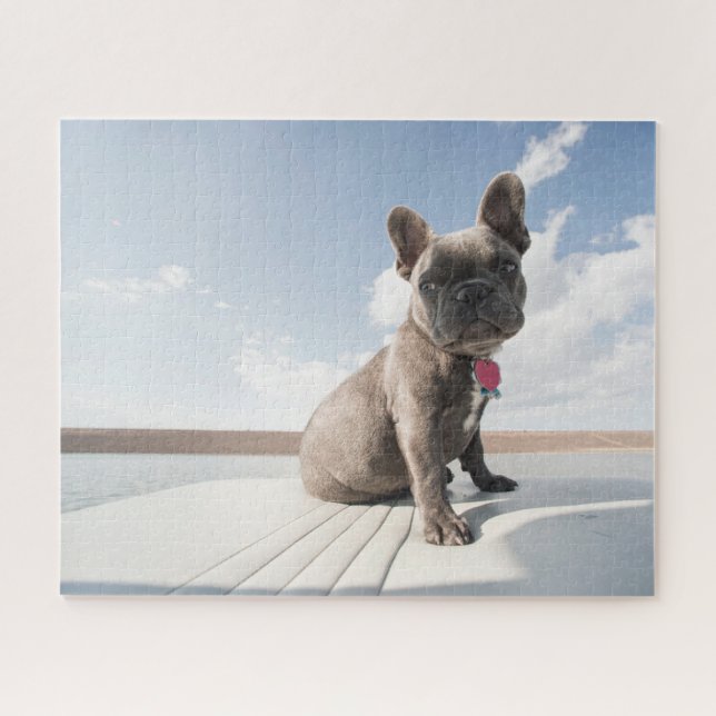 Cutest Baby Animals | French Bulldog Boating Jigsaw Puzzle (Horizontal)