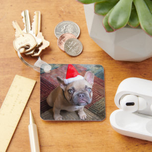 Cutest Baby Animals   French Bulldog Christmas Keychain