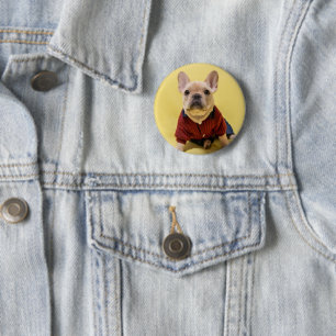 Cutest Baby Animals   French Bulldog Dressed 2 Inch Round Button