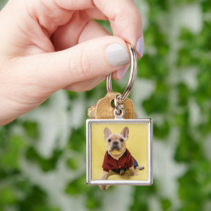 Cutest Baby Animals French Bulldog Dressed Keychain