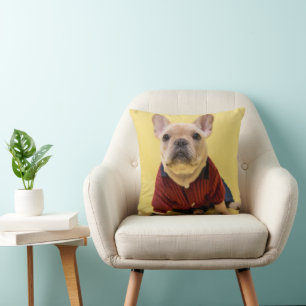 Cutest Baby Animals French Bulldog Dressed Throw Pillow