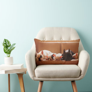 Cutest Baby Animals French Bulldog Family Lumbar Pillow