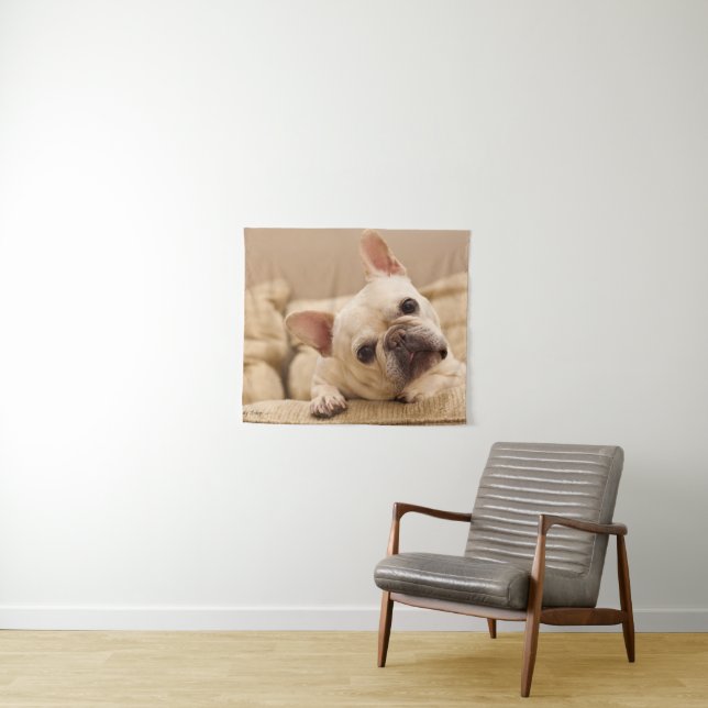 Cutest Baby Animals | French Bulldog Head Tilt Tapestry (In Situ (Horizontal))